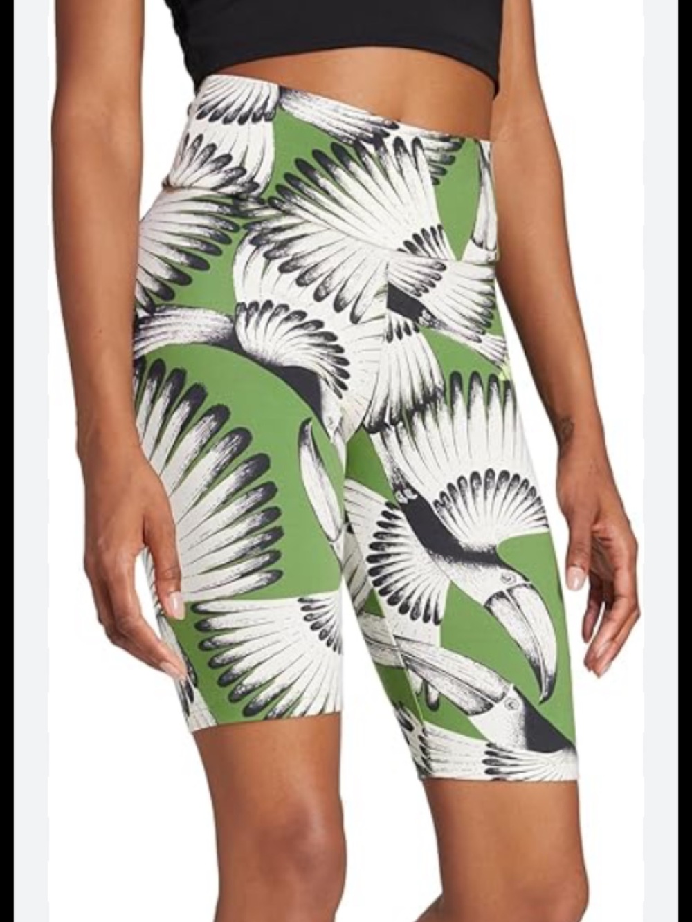 Adidas Farm Rio Toucan Wings Crew Biker Shorts in green. Size small